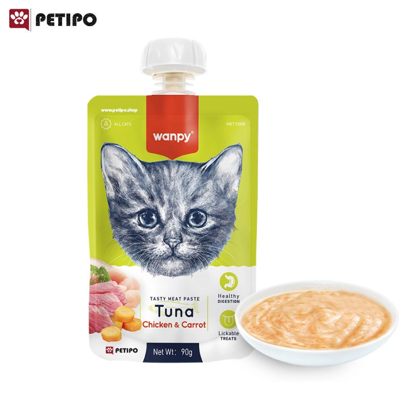 پودینگ گربه ونپی طعم ماهی تن و مرغ و هویج Wanpy Tasty Meat Paste Tuna Chicken Carrot وزن 90 گرم