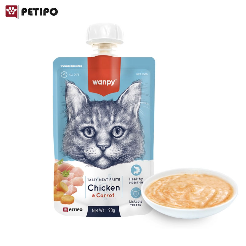 پودینگ گربه ونپی طعم مرغ و هویج Wanpy Tasty Meat Paste Chicken with Carrot وزن 90 گرم