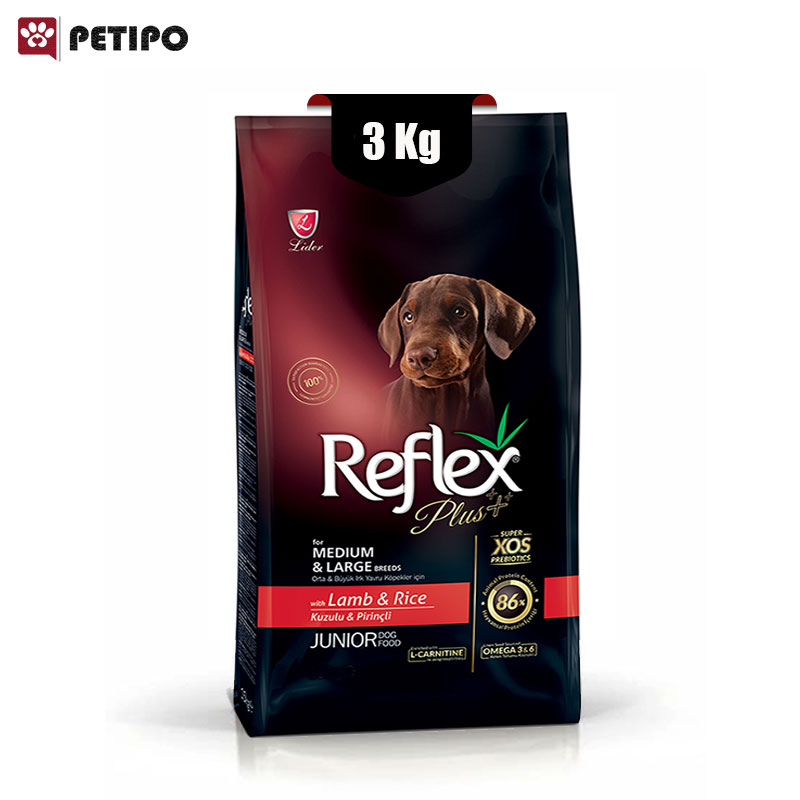 غذای خشک سگ جونیور رفلکس پلاس طعم گوشت بره (Reflex Plus Junior Lamb And Rice ) وزن 3 کیلوگرم