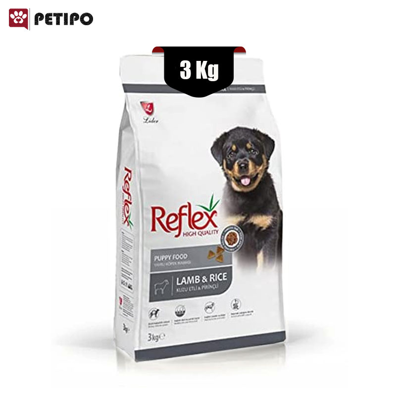 خشک سگ پاپی رفلکس طعم بره و برنج Reflex Puppy Food with Lamb Rice وزن 3 کیلوگرم