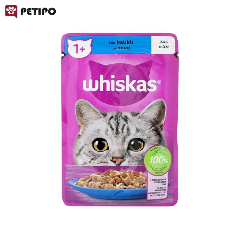 غذای پوچ گربه بالغ با طعم ماهی تن ویسکاس (Whiskas Ton Balıklı Pouch in Jelly) وزن 85 گرم